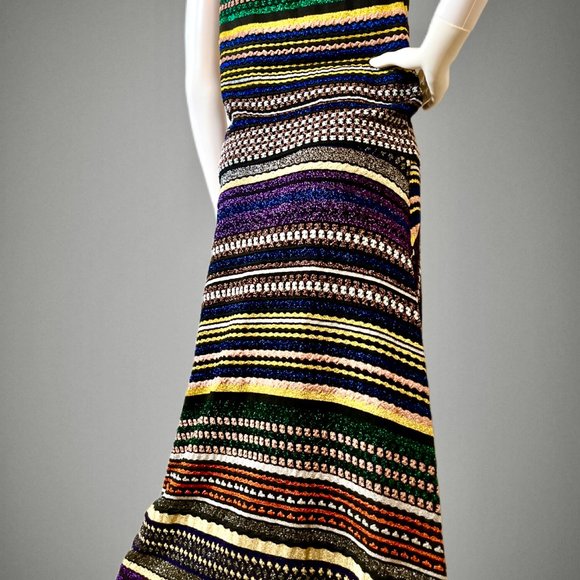 ⭐️SALE: $2235 Orange Label MISSONI Metallic Geometric Knit Skirt Size 6 - Picture 2 of 14